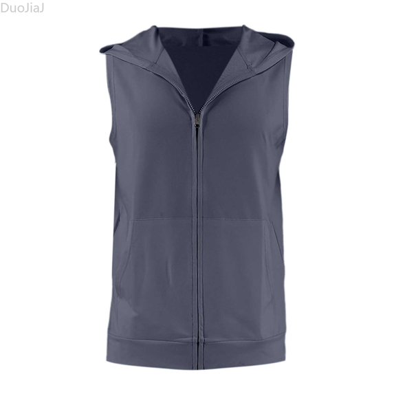 DuoJiaJ Women's Sleeveless Hooded Vest,Sports Fitness Casual Summer Zip Up Top,XXXL