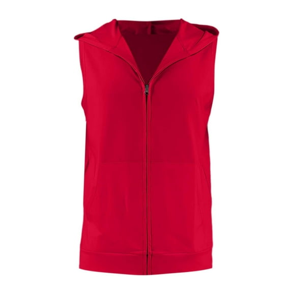 DuoJiaJ Women's Summer New Fitness Wear Vest Sports Hooded Sleeveless Jacket Vest Women Winter Coat Red M