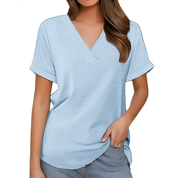 DuoJiaJ Women's Summer Short Crop Top Bat Wing Sleeve Shirt Fashion V Neckwear Off-Shoulder Blouses Blue S