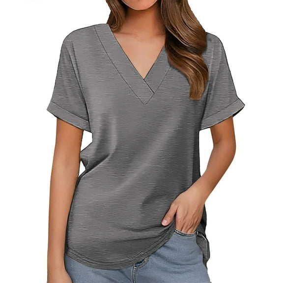 DuoJiaJ Women's Summer Short Crop Top Bat Wing Sleeve Shirt Fashion V Neckwear Off-Shoulder Blouses Gray XXL