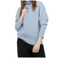 thumbnail image 1 of DuoJiaJ Women's Sweater Loose Turtleneck Sweater Warm Solid Pullover Knitwear Basic Women Tops Autumn Winter Sweaters For Women Clearance Blue L, 1 of 4