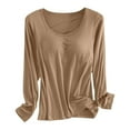 thumbnail image 1 of DuoJiaJ Women 's T Shirt Bra Long Sleeve Pajama Yoga Top Padded Casual Top Tee Yellow XXXXL, 1 of 5