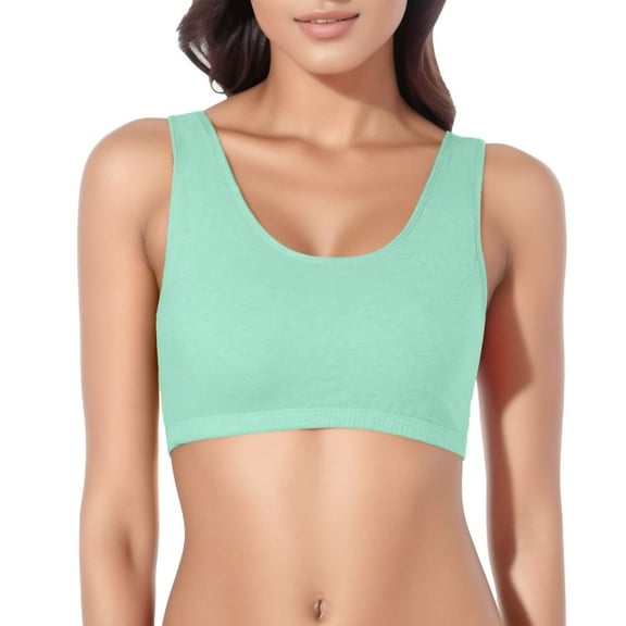 DuoJiaJ Women's Tank Style Cotton Sports Bra T-Shirt Bras Green