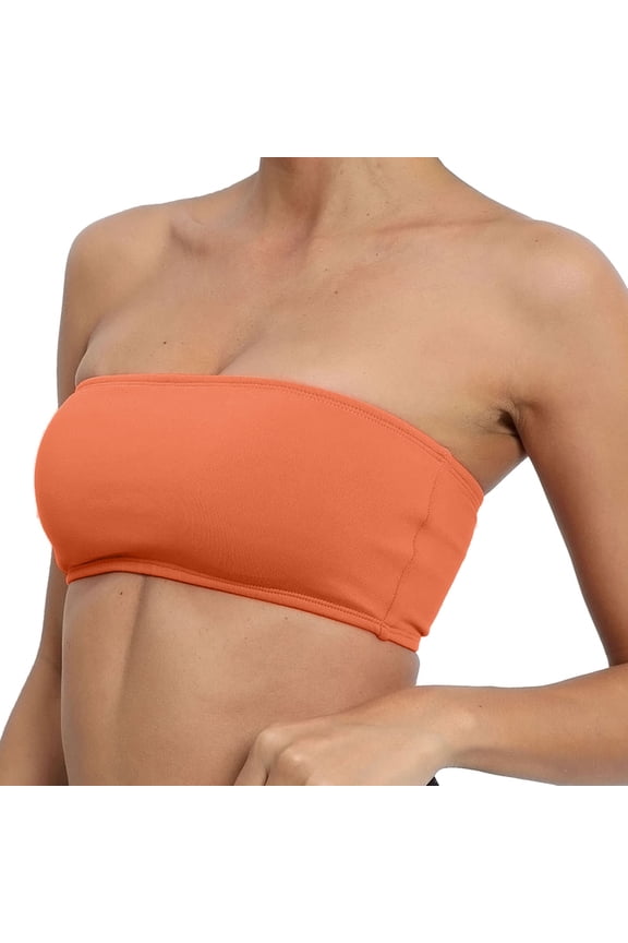 Women's Thin Seamless Vest Soft Support Large Chest Small Half Fixed Cup Breathable Bra Push Up Bras Orange