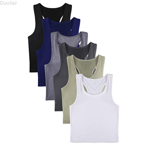 DuoJiaJ Women's Tops 6 Pieces Basic Crop Tank Tops Sleeveless Crop Sport Blouse Women Workout Tank Tops Multicolor M