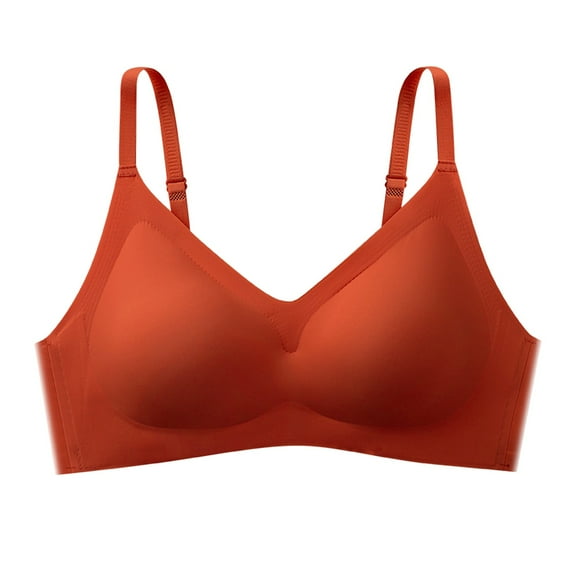 DuoJiaJ Women's Traceless Steel Rimless Small Chest Gathered And Folded Anti Sagging Sports Beautiful Back Bra Plus Size Bras Orange