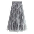 thumbnail image 1 of DuoJiaJ Women's Tulle Skirts Pleated High Waist Mesh A-Line Skirt,Gray One Size, 1 of 5