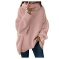 thumbnail image 1 of DuoJiaJ Women's Turtleneck Sweater Long Sleeve Casual Knit Pullover Fall Winter Jumper Top 2025 Pink S, 1 of 3