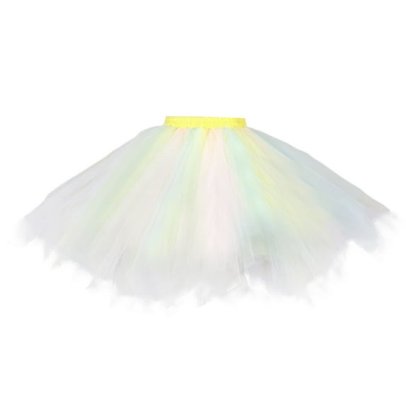 DuoJiaJ Women's Tutu Mini Skirts Layered Adult Party Dancing Skirt Vintage Princess Puffy Skirts,White XL