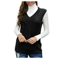 thumbnail image 1 of DuoJiaJ Women's V Neck Knit Sweater Vest Fall Houndstooth Sleeveless Pullover Knitwear Tank Tops 2025 Black M, 1 of 5
