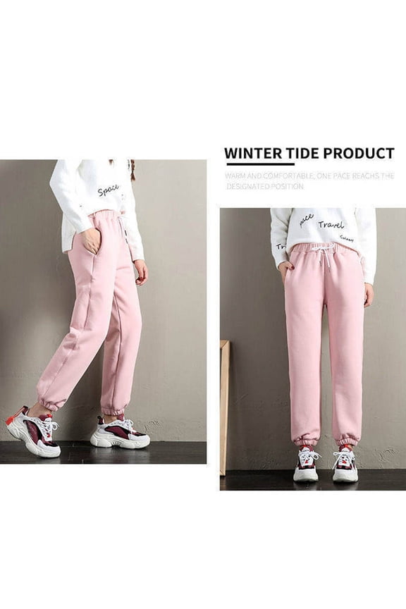 Women's Warm Athletic Sweatpants Jogger Fleece Pants Pink L