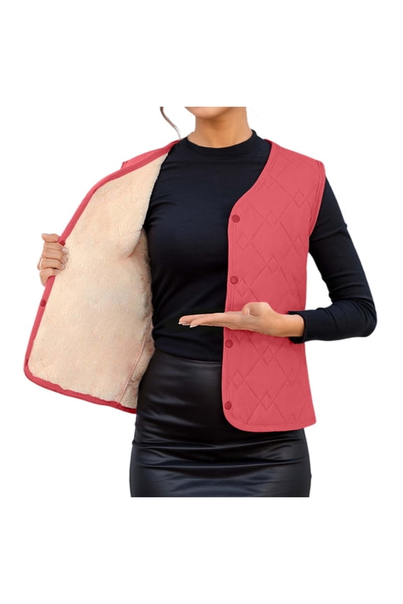Women's Winter Plus Velvet Thickened Warm Vest Womens Winter Jacket Pink XXL