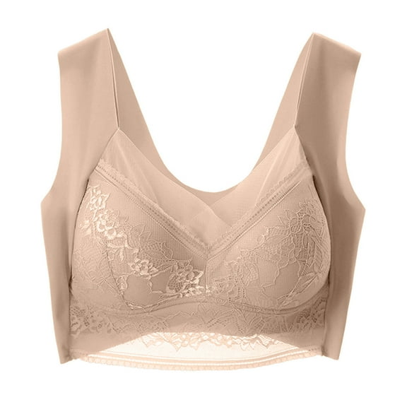 DuoJiaJ Women's Wireless Bra With Seamless Smooth Comfort Wirefree T Shirt Bra T-Shirt Bras Beige