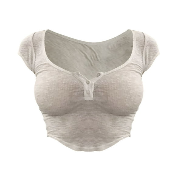 DuoJiaJ Women's Wrapped Chest Ultra Thin Short Sleeved Low Cut Large Neckline Sexy Bottom Tube Top Women’s V-Neck Tops White