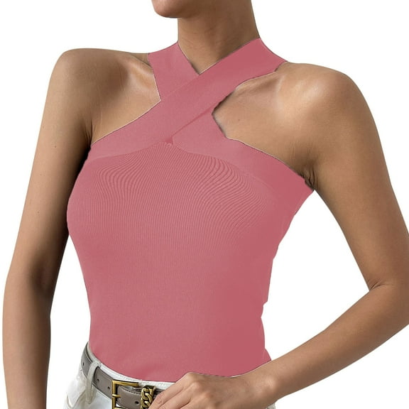 DuoJiaJ Women's simple knitted suspender top vest Women’s Cami Tanks