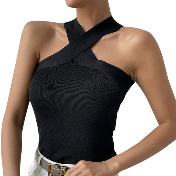 DuoJiaJ Women's simple knitted suspender top vest Women’s Cami Tanks