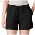 thumbnail image 1 of DuoJiaJ Womens 5 Inch Inseam Drawstring Linen Blend Short Women's Wide Leg Pants Black L, 1 of 5