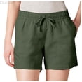 thumbnail image 1 of DuoJiaJ Womens 5 Inch Inseam Drawstring Linen Blend Short Women's Wide Leg Pants Green M, 1 of 5