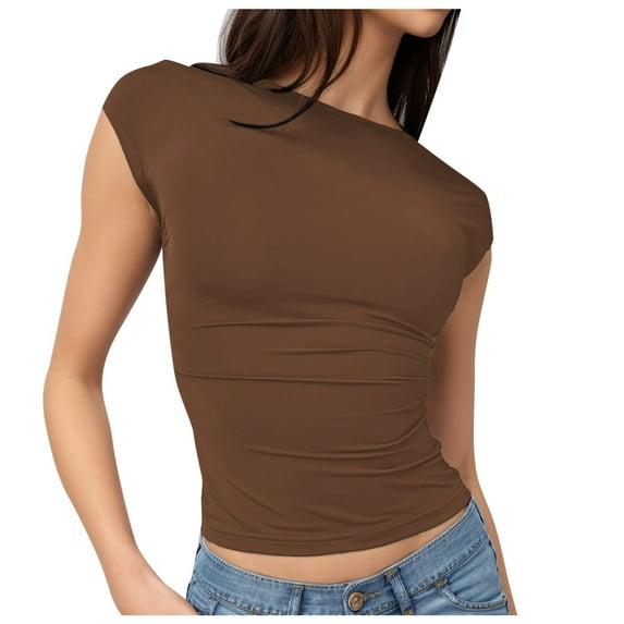 DuoJiaJ Womens Backless Tops Open Back Shirts Summer Crop Tops Short Sleeve Cute Clothes Tops 2025 Women’s Summer Tops Multicolor XS