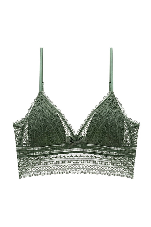 Womens Beautiful Back Underwear French Underwear Big Open Back Beautiful Back U Shaped Bra Summer No Steel Ring Ultra Thin Bud Bra Wireless Bras Green