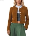 thumbnail image 1 of DuoJiaJ Womens Festival Jacket, Elegant Round Neck Short Coat for Party Wear Brown S, 1 of 6