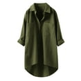 thumbnail image 1 of DuoJiaJ Womens Button Down Shirts Casual Long Sleeve Blouses V Neck Dress Shirt Textured Collared Work Tops with Pocket Green L, 1 of 3