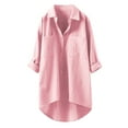 thumbnail image 1 of DuoJiaJ Womens Button Down Shirts Casual Long Sleeve Blouses V Neck Dress Shirt Textured Collared Work Tops with Pocket Pink L, 1 of 3