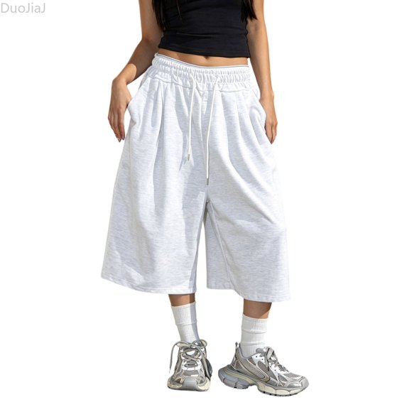 DuoJiaJ Womens Capri Pants, Drawstring Loose Cropped Sweatpants Casual Gray S