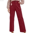 thumbnail image 1 of DuoJiaJ Womens Casual Winter Straight Leg Elastic Waist Corduroy Pants with Pockets Red XXL, 1 of 5