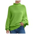 thumbnail image 1 of DuoJiaJ Womens Knit Sweater Batwing Sleeve Roll Neck Europe & America Style | Cozy Winter Wear Womens Blouses Long Sleeve Green XXXL, 1 of 5