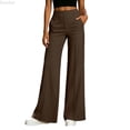 thumbnail image 1 of DuoJiaJ Womens Dress Pants, High Waist Straight Leg Business Trousers Brown XL, 1 of 7