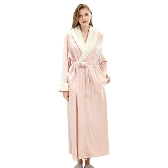 DuoJiaJ Womens Robe Soft Plush Bathrobe Fluffy Cute Long Coat Night Robe Plus Size Nightgowns Women Pink