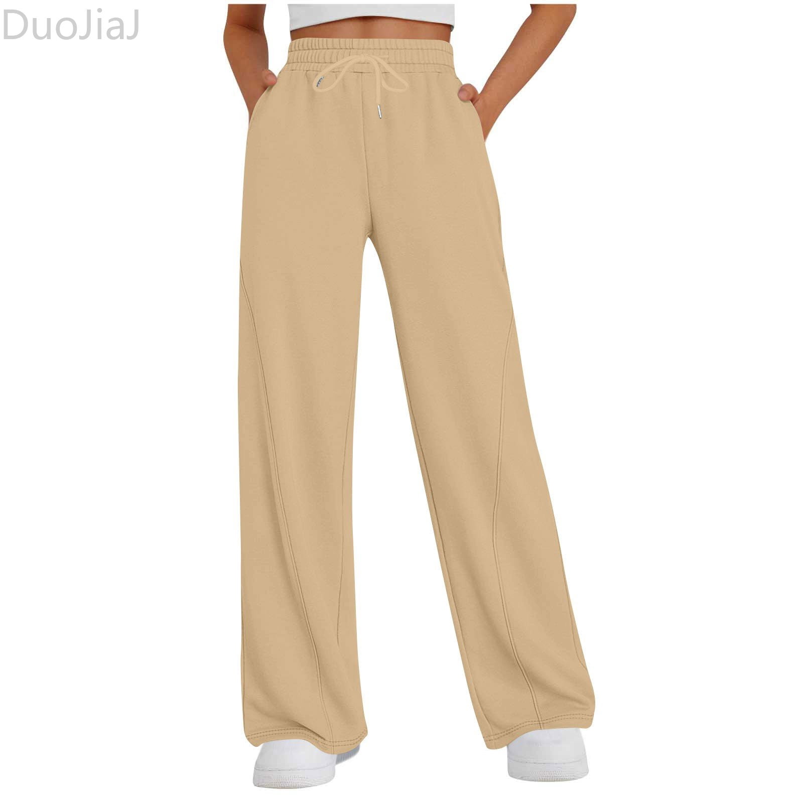 DuoJiaJ Womens High Waisted Drawstring Sweatpants Straight Leg Pants ...