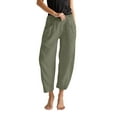 thumbnail image 1 of DuoJiaJ Womens Linen Wide Leg Pants Casual Loose Elastic Waisted Ankle Trousers Barrel Beach Pant Summer Slacks With Pockets Plus Size Casual Pants Women, 1 of 5
