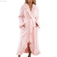 thumbnail image 1 of DuoJiaJ Womens Long Robe Soft Warm Plush Bathrobe Ladies Sleepwear Pajamas Nightgown Pink L, 1 of 5