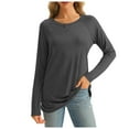 thumbnail image 1 of DuoJiaJ Womens Long Sleeve Shirts Fall Tops Casual Loose Fit Dressy Fashion Basic Outfits Trendy Clothes 2024 Warm Underwear For Women Gray M, 1 of 5
