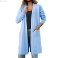 thumbnail image 1 of DuoJiaJ Womens Long Sweater Coat, Open Front Soft Knit Duster Fall Winter Blue One Size, 1 of 7