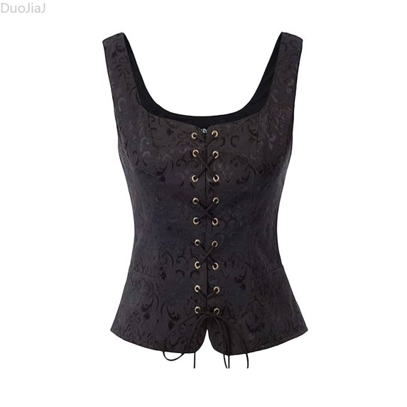 DuoJiaJ Womens Shaping Bodice, Tight Fit Role Play Corset Top Black Sizes S-3XL