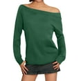 thumbnail image 1 of DuoJiaJ Womens Off The Shoulder Tops Summer Casual Long Sleeve T Shirts Blouse Women’s Workout Tops Green, 1 of 5