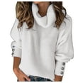 thumbnail image 1 of DuoJiaJ Womens Oversized Turtleneck Sweaters Fall 2025 Lightweight Thin Ribbed Knit Button Cropped Pullover Top White XXXXXL, 1 of 2