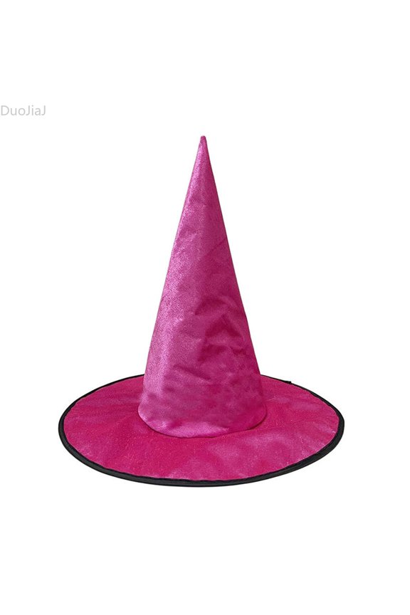 Womens Pointed Witch Hat, Glitter Dark Wizard Cap Party Accessory Pink Sizes One Size