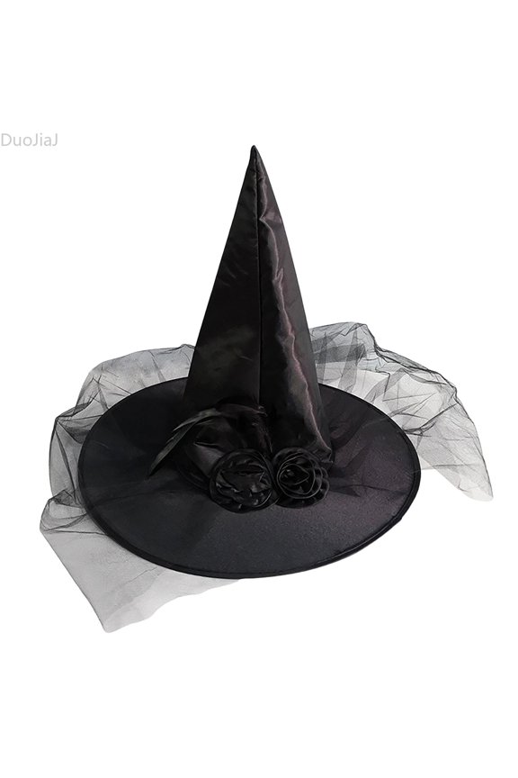 Womens Pointed Witch Hat, Wizard Cap Party Makeup Prop Black Sizes One Size