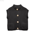 thumbnail image 1 of DuoJiaJ Womens Round Neck Sweater Vest, Sleeveless with Pockets Knit Pullover Black M, 1 of 4