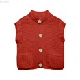 thumbnail image 1 of DuoJiaJ Womens Round Neck Sweater Vest, Sleeveless with Pockets Knit Pullover Red L, 1 of 4