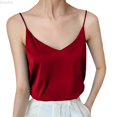 thumbnail image 1 of DuoJiaJ Womens Satin Camisole, V Neck Sleeveless Silk Summer Tank Top Red XXL, 1 of 7