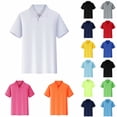 thumbnail image 1 of DuoJiaJ Womens Short Sleeve Top, Collared Button Down Solid Casual Work Tee Blue XXL, 1 of 5