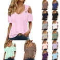 thumbnail image 1 of DuoJiaJ Womens Short Sleeve Top, Off Shoulder Casual Summer Comfort Tee Purple XXXXXL, 1 of 5