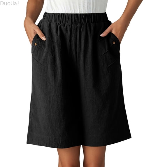 DuoJiaJ Womens Shorts Casual Summer Five Point Trousers Comfortable Straight Leg Homewear Lightweight Relaxed Fit Ideal For Daily Wear Women Summer Shorts Black S