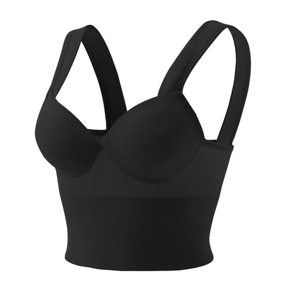 DuoJiaJ Womens Sports Bra No Wire Comfort Sleep Bra Plus Size Workout Activity Bras With Non Removable Pads Shaping Corset Bra Sports Bras for Women Black