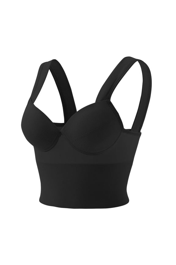 Womens Sports Bra No Wire Comfort Sleep Bra Plus Size Workout Activity Bras With Non Removable Pads Shaping Corset Bra Sports Bras for Women Black